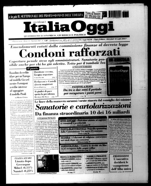 Italia oggi : quotidiano di economia finanza e politica